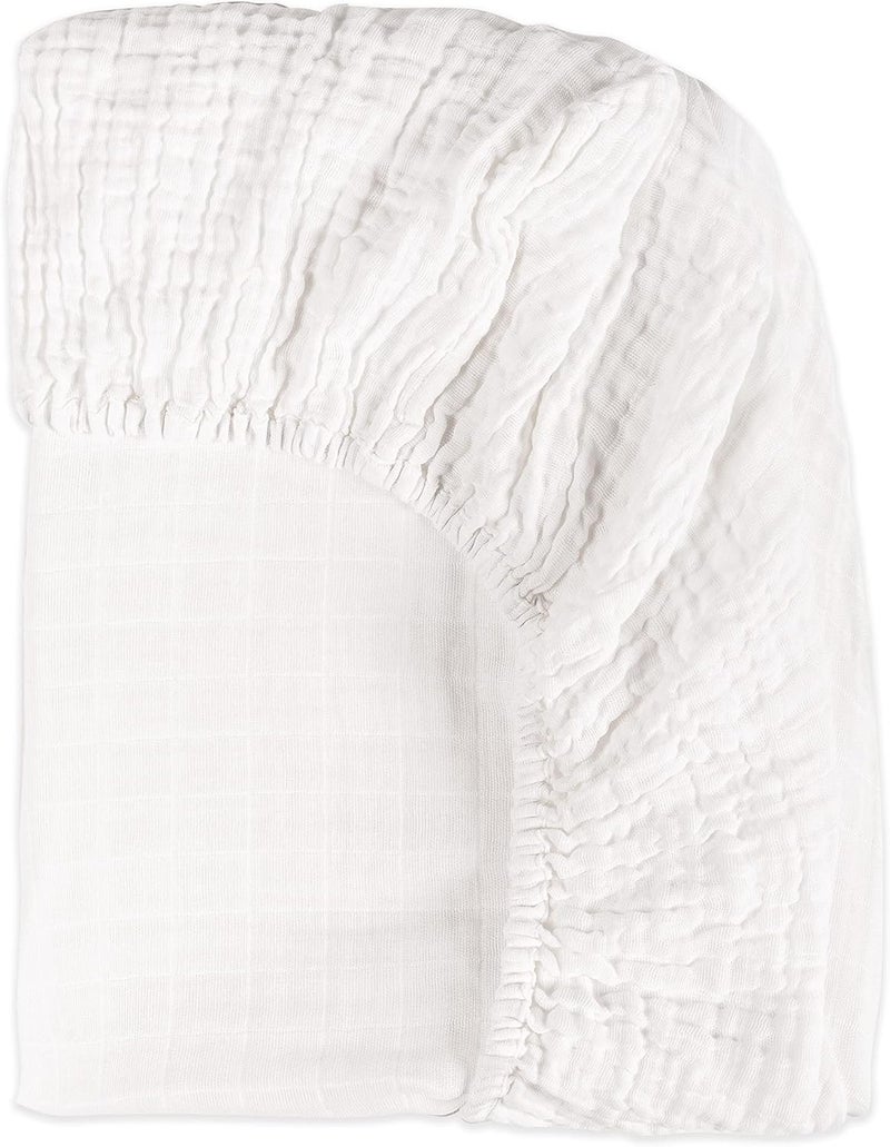 babyletto Muslin Baby Bassinet Sheets for Girls & Boys - GOTS Certified Breathable Organic Cotton Bassinet Cover - Baby Boy Bassinet Sheets Rectangle - 360° Fitted Bedside Bassinet Sheets, White - Image 3